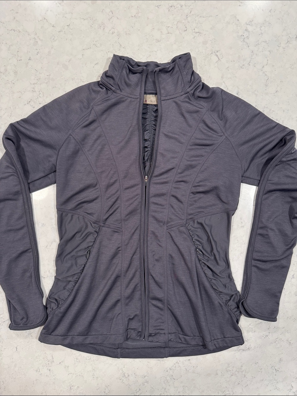 Athleta Zip Up Jacket Charcoal Dark Gray Full Zip Womens S Stretchy Yoga Pockets